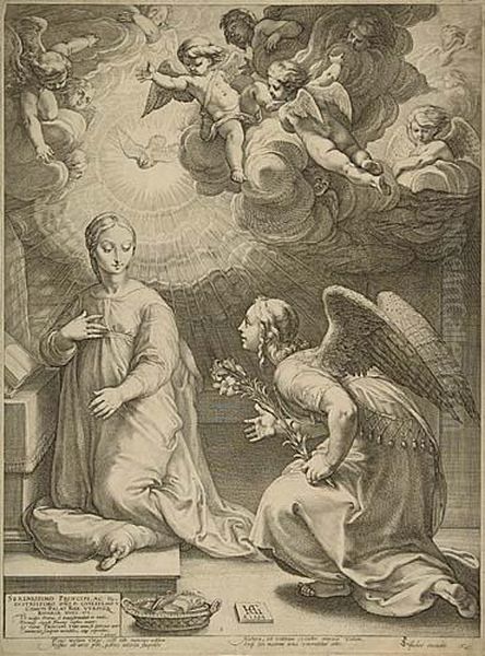 The Annunciation Oil Painting by Hendrick Goltzius