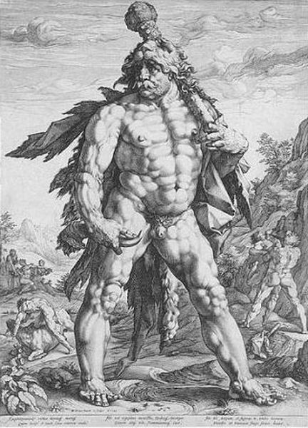 The Great Hercules (holl.143; Strauss 283) Oil Painting by Hendrick Goltzius