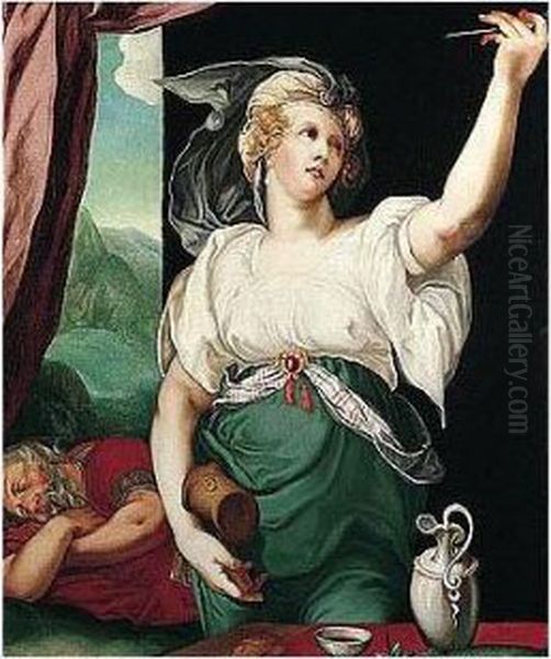 Jael And Sisera Oil Painting by Hendrick Goltzius