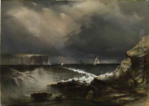 View of the Heads Port Jackson 1853 Oil Painting by Conrad Martens