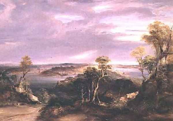 Sydney and Botany Bay from the North Shore 1840 Oil Painting by Conrad Martens