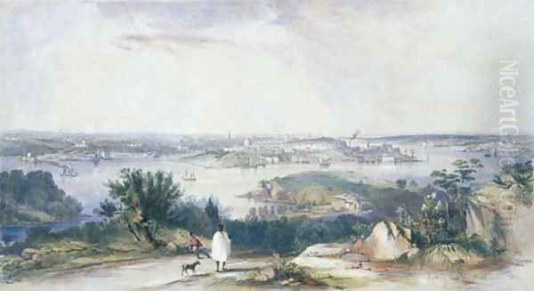 View of Sydney from St Leonards, 1842 Oil Painting by Conrad Martens