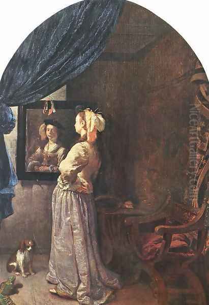 Woman before the mirror Oil Painting by Frans van Mieris