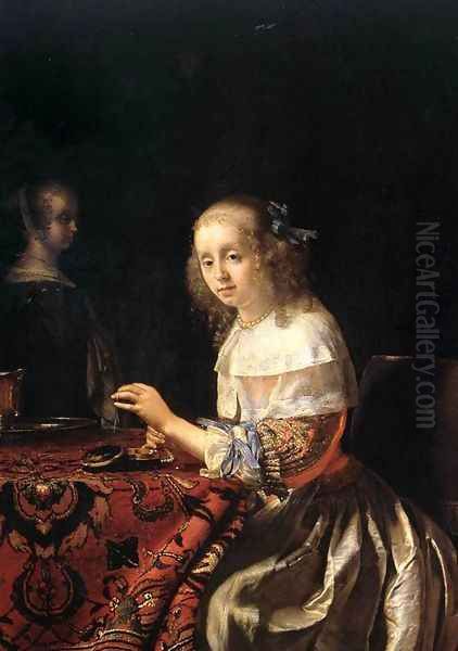 The Lacemaker Oil Painting by Frans van Mieris