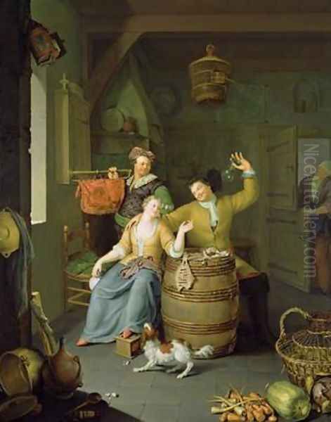 Interior with a couple celebrating Oil Painting by Frans van Mieris