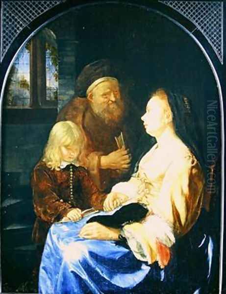 The Childs Lesson Oil Painting by Frans van Mieris