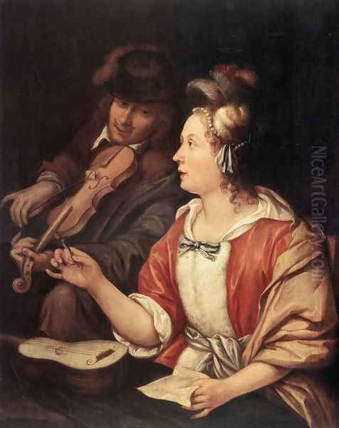 The Music Lesson Oil Painting by Frans van Mieris