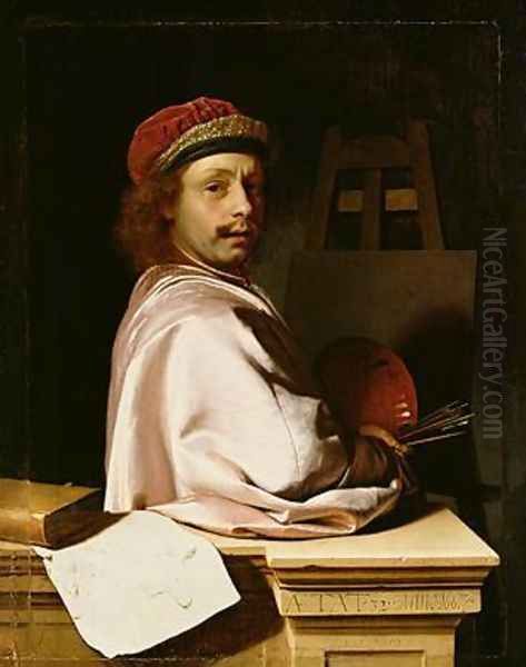 Self Portrait at the Easel 1667 Oil Painting by Frans van Mieris