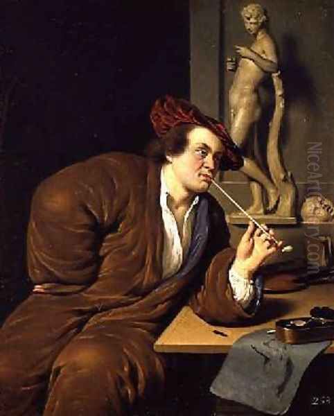 Smoker possibly a self portrait 1688 Oil Painting by Frans van Mieris