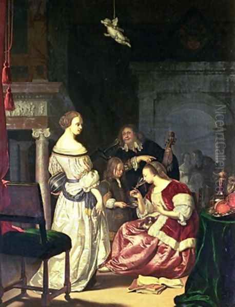 The Painter with his Family 1675 Oil Painting by Frans van Mieris