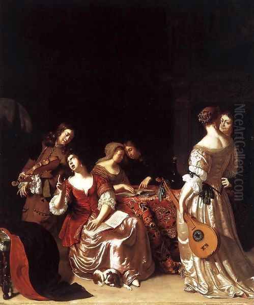 Musical Company Oil Painting by Frans van Mieris