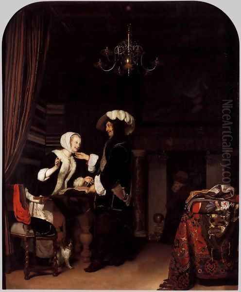 The Cloth Shop Oil Painting by Frans van Mieris