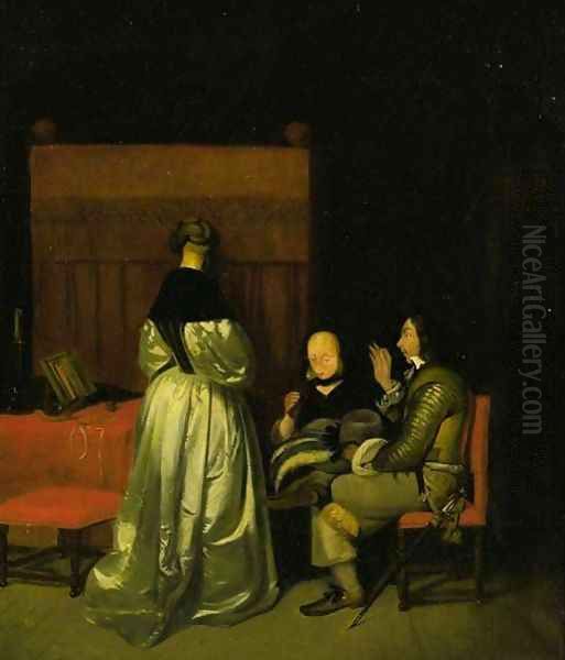 The wife of Jeroboam and the prophet Ahiajah Oil Painting by Frans van Mieris