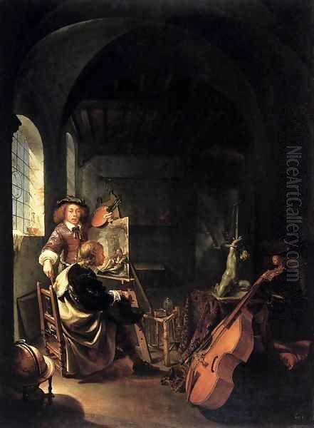 The Painter's Studio Oil Painting by Frans van Mieris