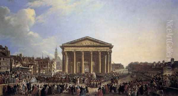 Official Laying of the Cornerstone of the New Church of Sainte-Genevieve 1765 Oil Painting by Pierre-Antoine de Machy