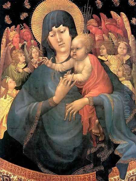 Virgin and Child with Angels 1410 Oil Painting by Jean Malouel