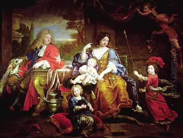 The Grand Dauphin with his Wife and Children 1687 Oil Painting by Pierre Mignard