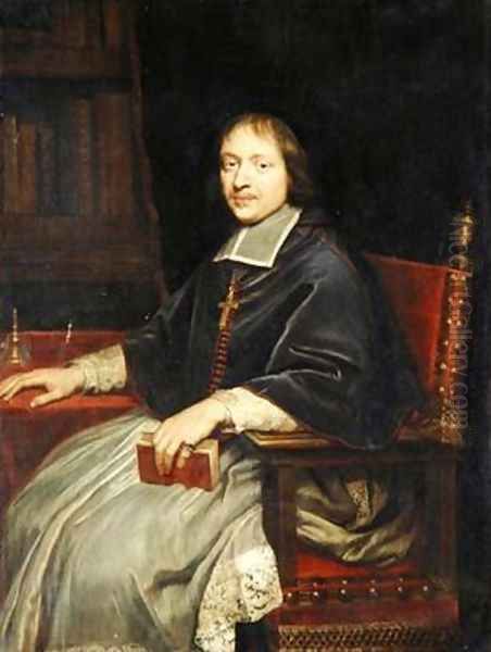 Portrait of a Cleric said to be Jean Francois Paul de Gondi Oil Painting by Pierre Mignard