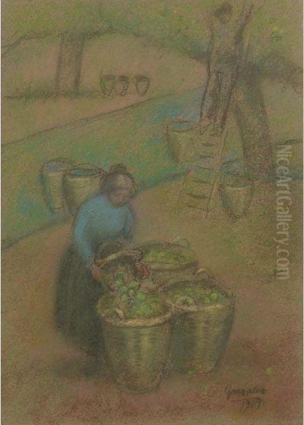 The Apple Basket Oil Painting by Julio Gonzalez