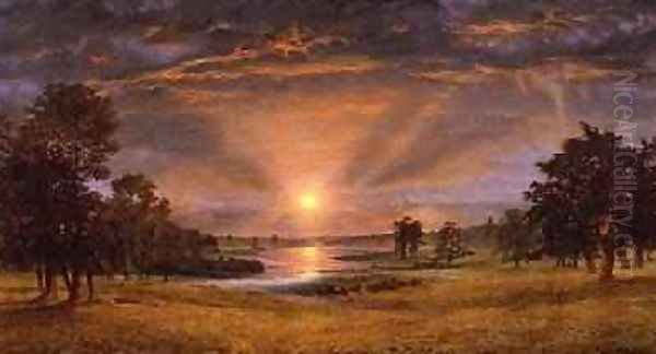 Evening 1870 Oil Painting by Andrew MacCallum