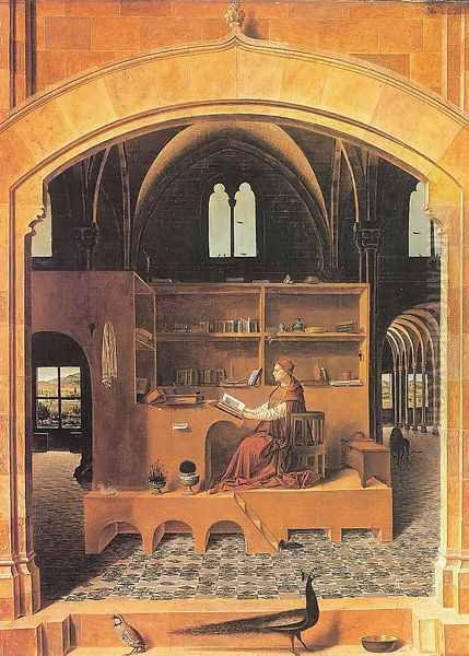 St. Jerome in his Study (San Gerolamo nello studio) Oil Painting by Antonello da Messina Messina