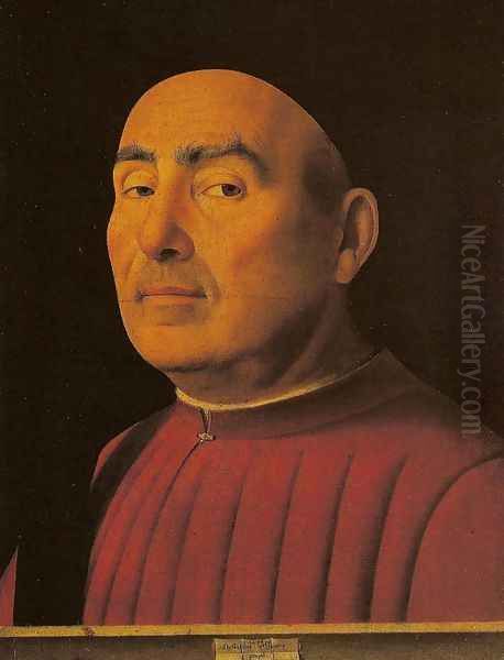 Portrait of a Man - Trivulzio Portrait (Rittrato d'uomo) Oil Painting by Antonello da Messina Messina