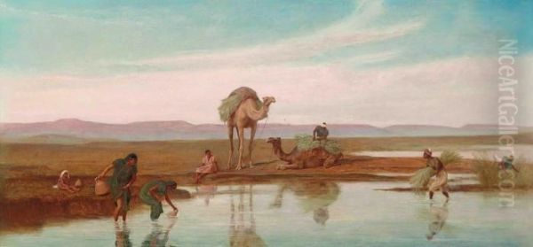 Cutting Rushes By The Nile Oil Painting by Frederick Goodall