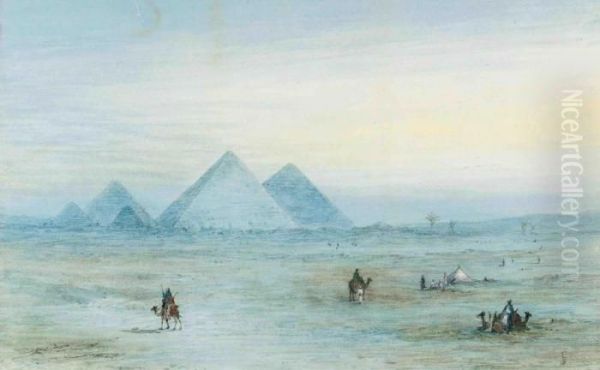 An Arab Encampment Before The Pyramids At Giza Oil Painting by Frederick Goodall