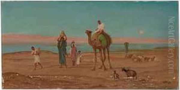 Returning From The Waterhole Oil Painting by Frederick Goodall