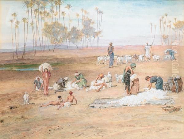 Sheep Shearing, Egypt Oil Painting by Frederick Goodall