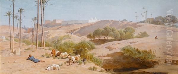 Desert View Near Cairo Oil Painting by Frederick Goodall