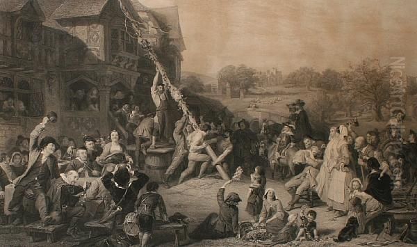 Raising The May-pole Oil Painting by Frederick Goodall