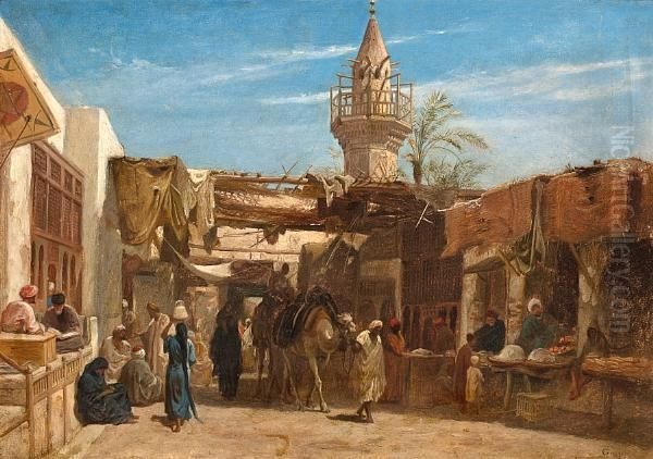 A Street In Cairo Oil Painting by Frederick Goodall