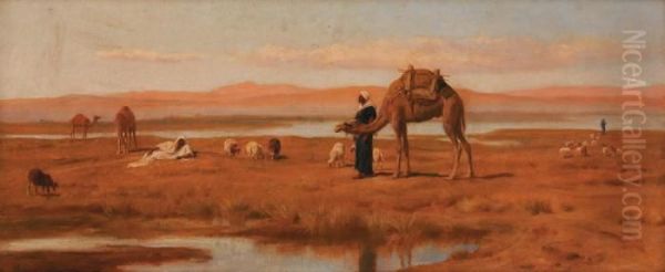 Bedouins Et Leur Troupeau Oil Painting by Frederick Goodall