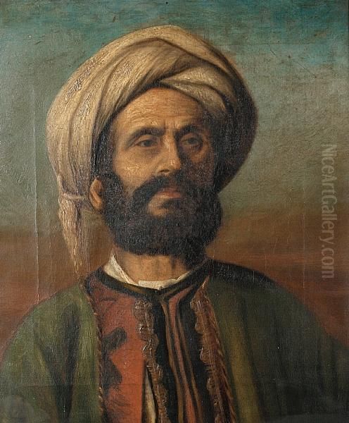 Portrait Of A Man In Arab Dress Oil Painting by Frederick Goodall