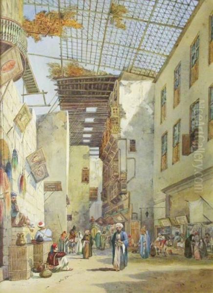 A Bazaar Oil Painting by Frederick Goodall