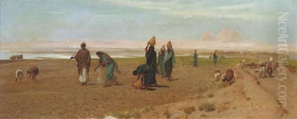 The Sheik's Daughter Sowing The Dourah Oil Painting by Frederick Goodall