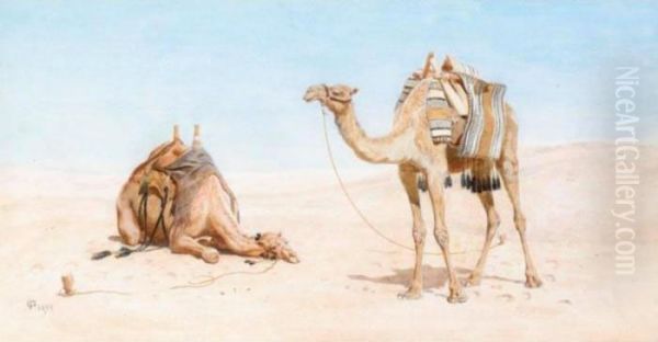 Camels Resting In The Desert by Frederick Goodall