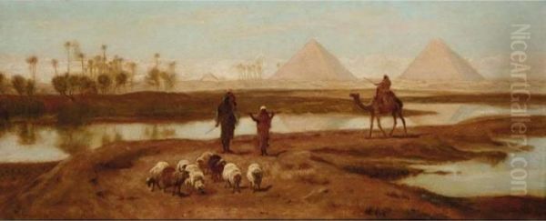 Shepherds At Gizeh Oil Painting by Frederick Goodall