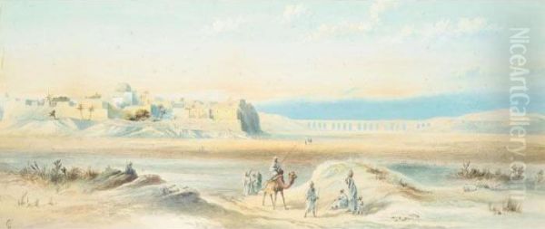 Travellers In The Desert Oil Painting by Frederick Goodall