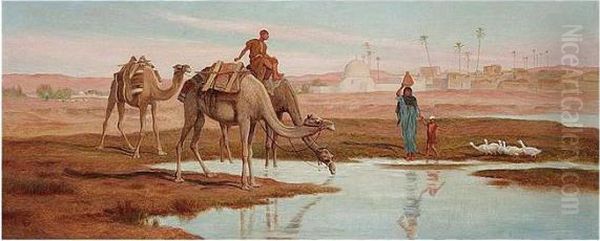 Travellers By The Nile Oil Painting by Frederick Goodall