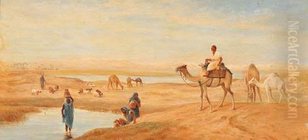 At The Oasis Oil Painting by Frederick Goodall