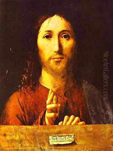 Christ Blessing 1465 Oil Painting by Antonello da Messina Messina