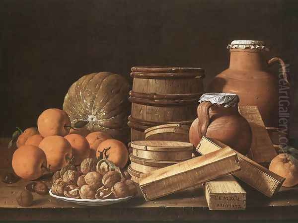 Still-Life with Oranges and Walnuts 1772 Oil Painting by Luis Eugenio Melendez