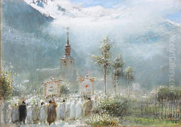 Chamonix Oil Painting by Albert Goodwin