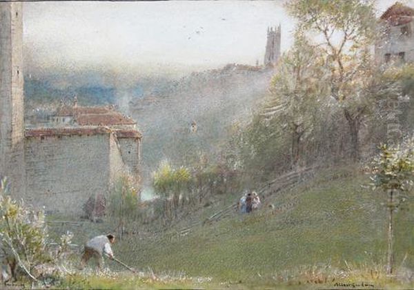 Fribourg Oil Painting by Albert Goodwin