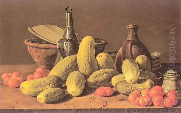 Still Life with Cucumbers and Tomatoes 1772 Oil Painting by Luis Eugenio Melendez