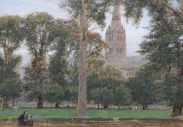 Salisbury Oil Painting by Albert Goodwin