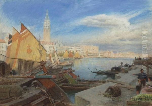 Venice, Before The Fall Of The Campanile Oil Painting by Albert Goodwin