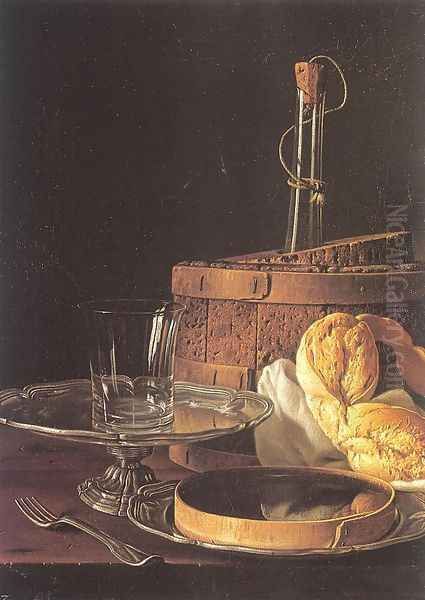 Still-Life with a Box of Sweets and Bread Twists 1770 Oil Painting by Luis Eugenio Melendez